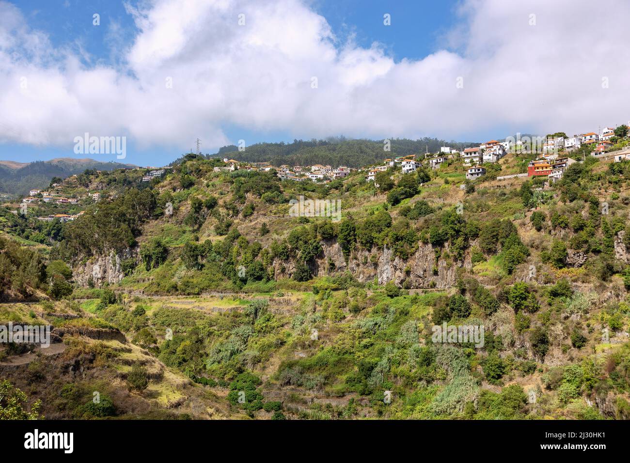 Levada do Norte; View of Jardim da Serra Stock Photo