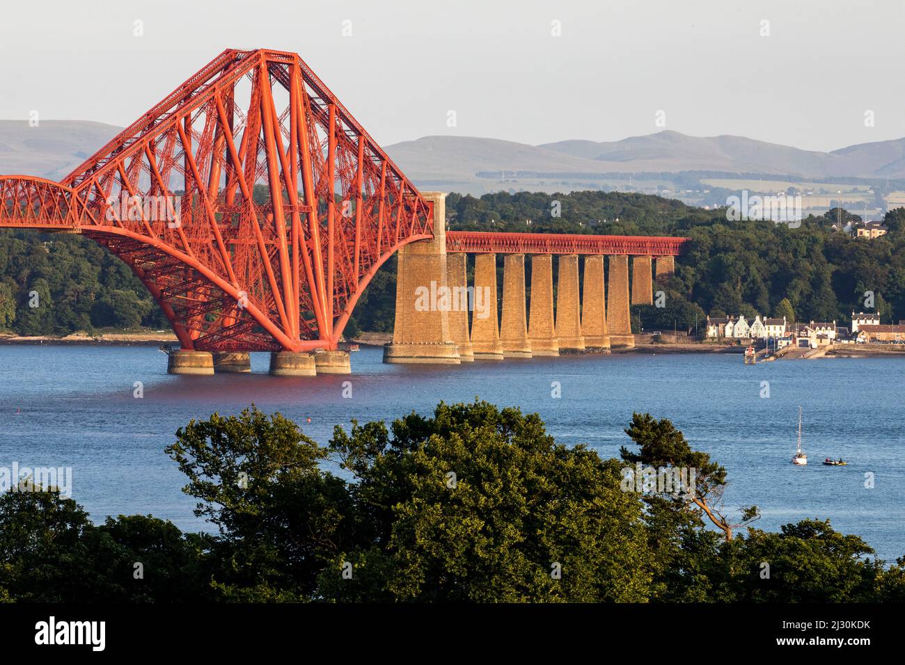 Forth Bridge, railway bridge over Firth of Forth, South Queensferry, Scotland, UK Stock Photo