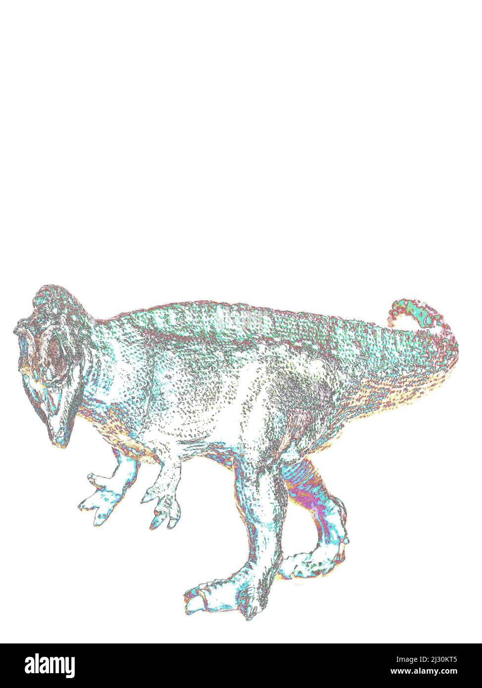 processed image of a plastic toy dinosaur Stock Photo