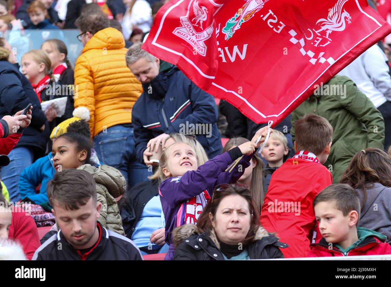 Bristol, UK. 3rd April 2022. Supporters at Women’s Championship game between Bristol City and Liverpool at Ashton Gate. Stock Photo