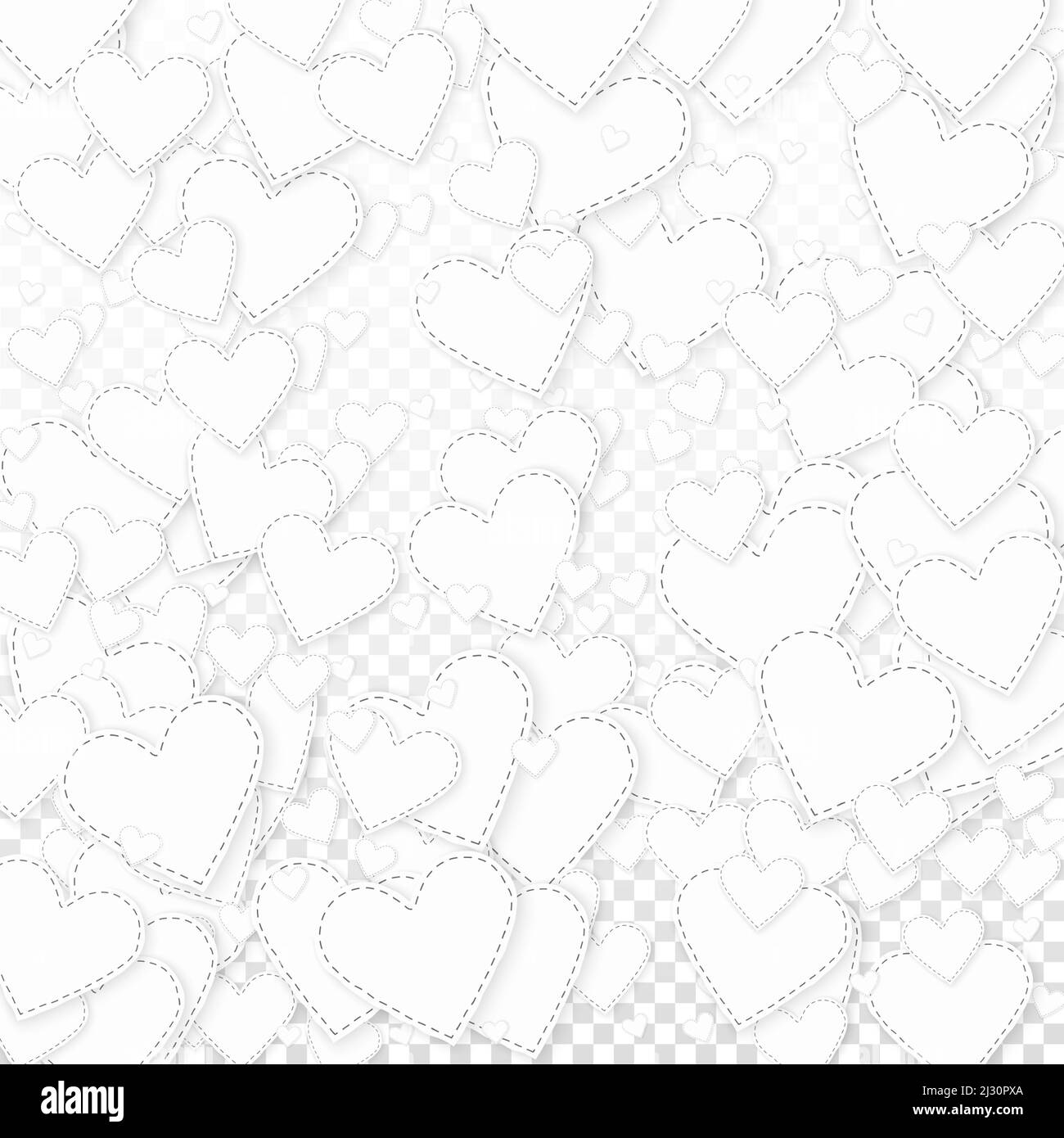 White heart love confettis. Valentine's day pattern memorable
