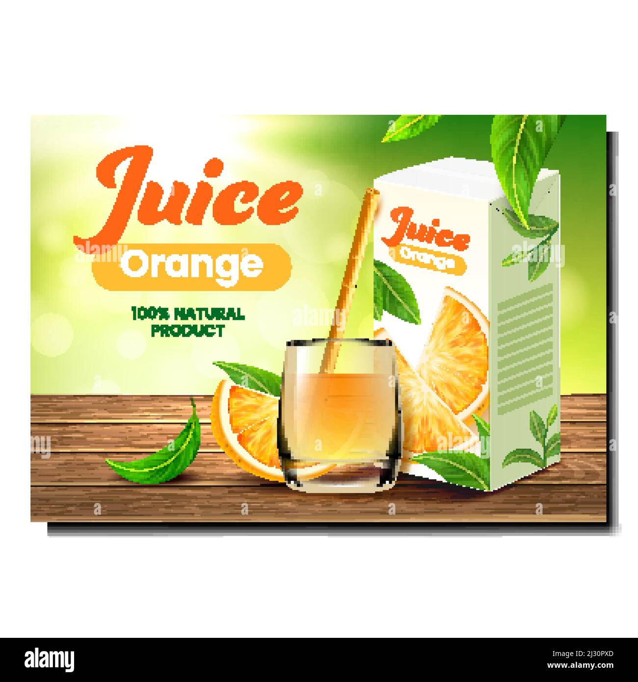 Juice Orange Natural Product Promo Banner Vector Stock Vector Image