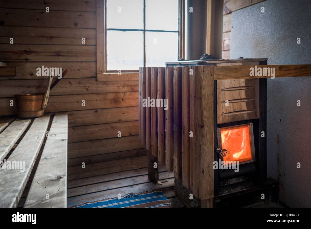 Sauna in Lapland, Sweden Stock Photo