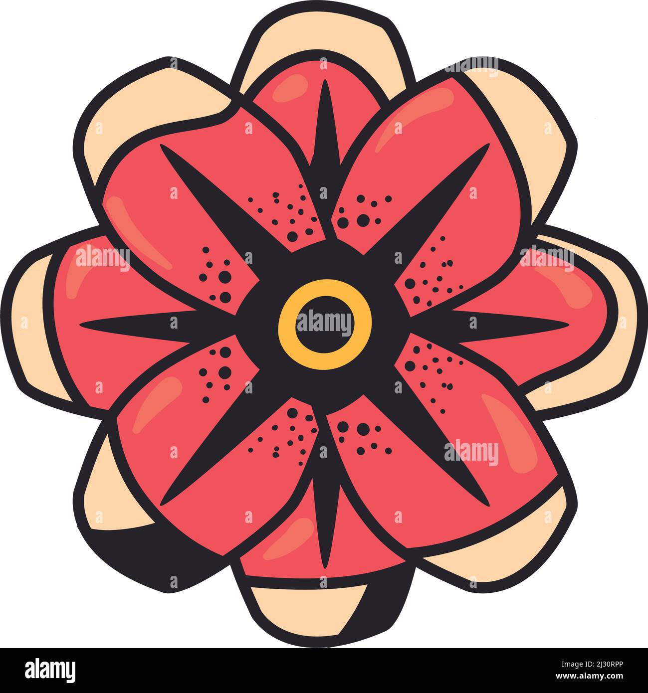 flat red flower illustration Stock Vector Image & Art - Alamy