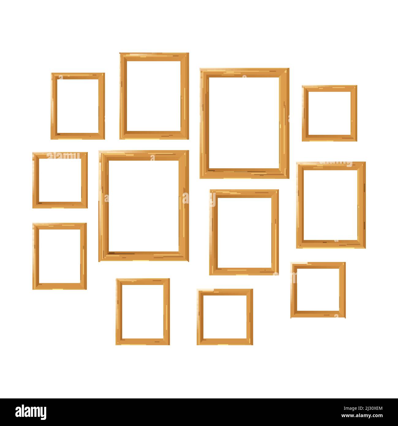 Wooden Frames For Family Photo Collage Set Vector Stock Vector Image