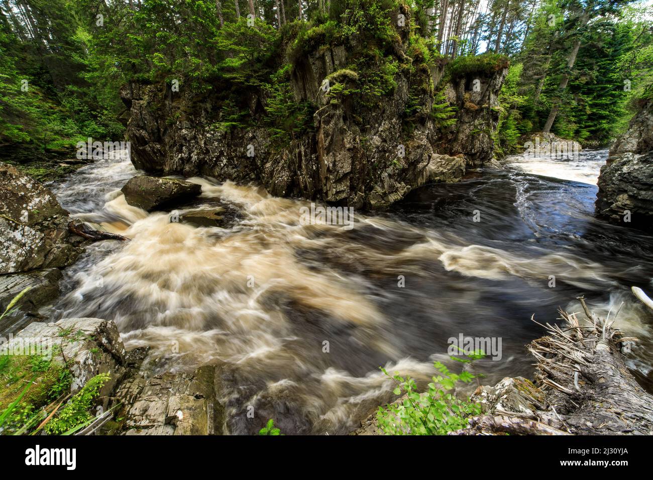 Whitewater, river in the Strathmashie Forest at Laggan, Gorge, Cairngorms, Scotland, UK Stock Photo