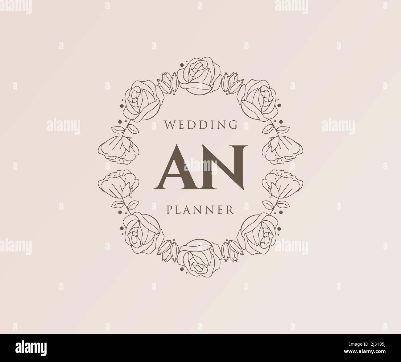 AN Initials letter Wedding monogram logos collection, hand drawn modern ...