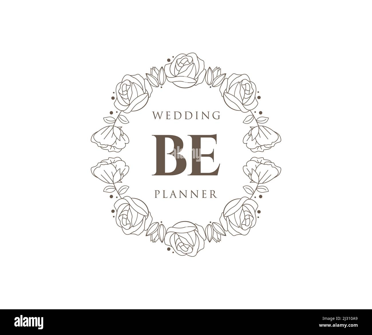 BE Initials letter Wedding monogram logos collection, hand drawn modern ...
