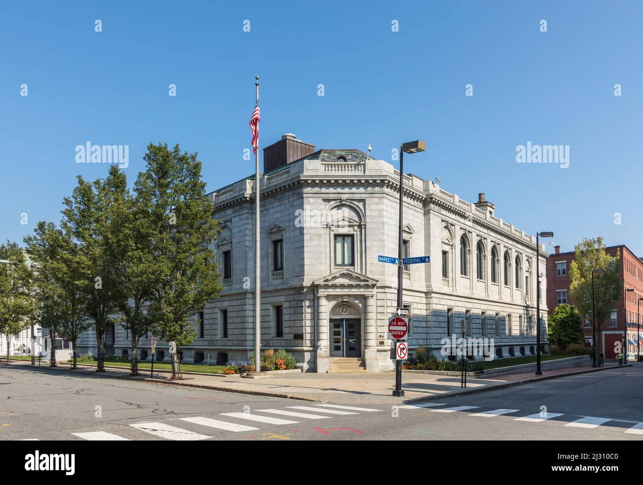 PORTLAND, USA - SEP 15, 2017:  old courthouse  in Portland, Maine, USA at the crossing market street federal street. Stock Photo
