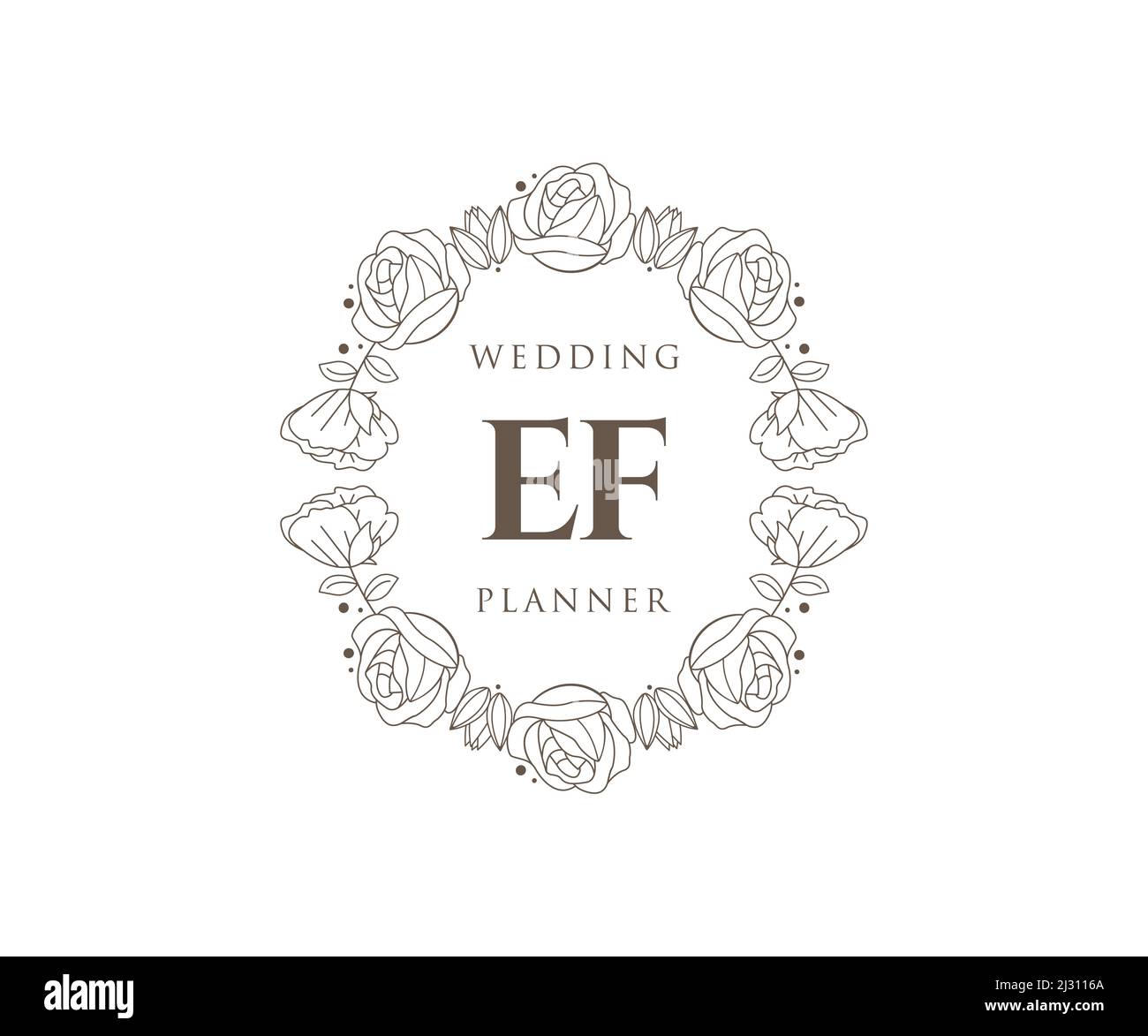 Script Ef Initials EF Initials letter Wedding monogram logos collection, hand drawn modern ...