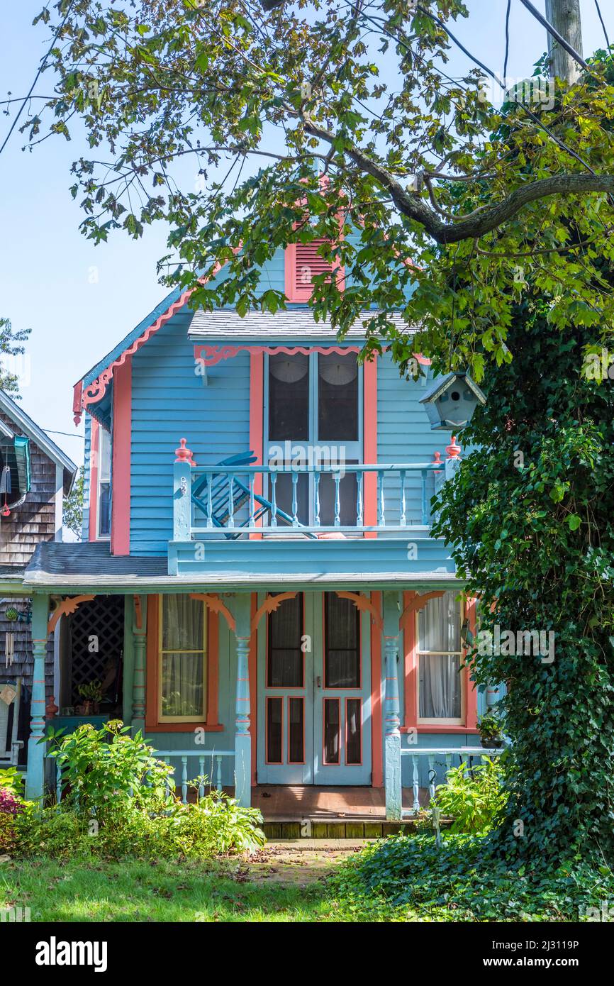 MARTHA'S VINEYARD, MA, USA - SEP 26, 2017: Carpenter Gothic Cottages ...