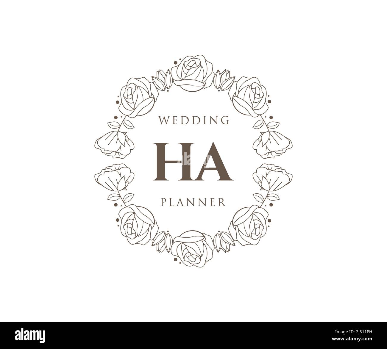 Ha Initals HA Initials letter Wedding monogram logos collection, hand drawn modern ...