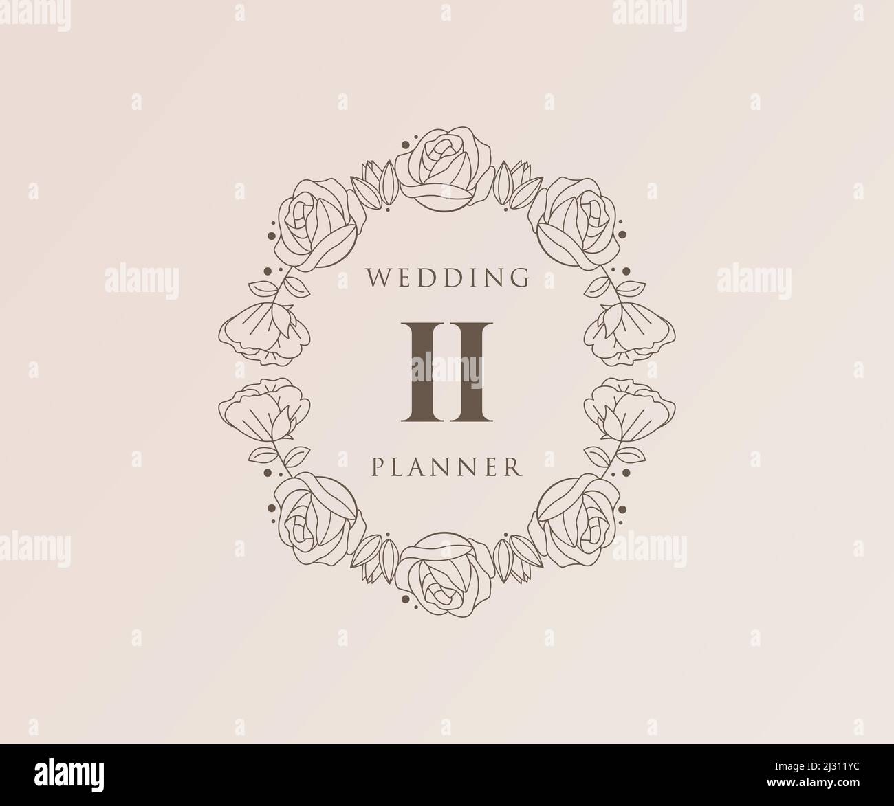II Initials letter Wedding monogram logos collection, hand drawn modern ...