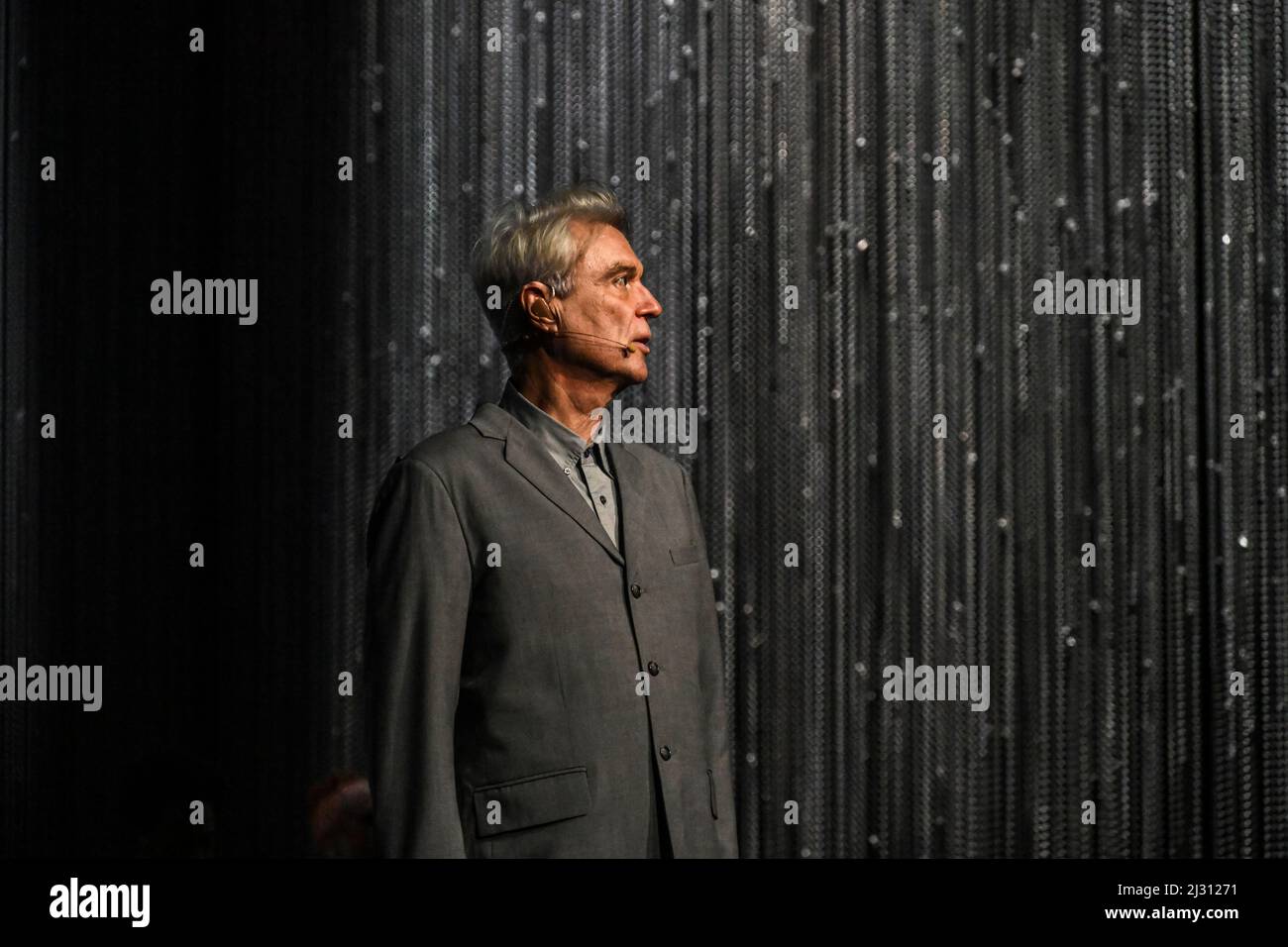 David Byrne at his Broadway Show called American Utopia in New York Stock Photo