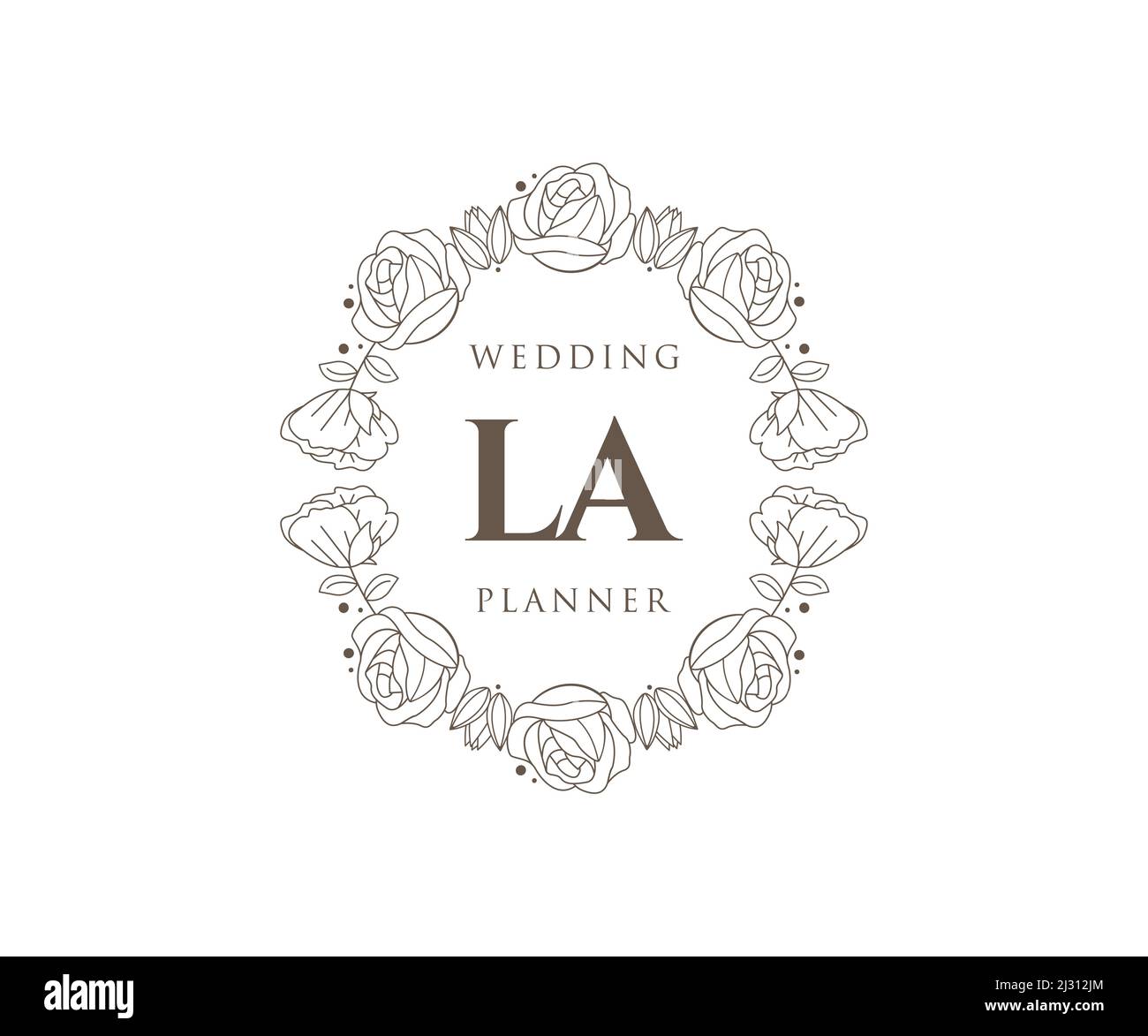 Wedding frame logo. Floral border monogram with minimalistic elegant d By  Tartila