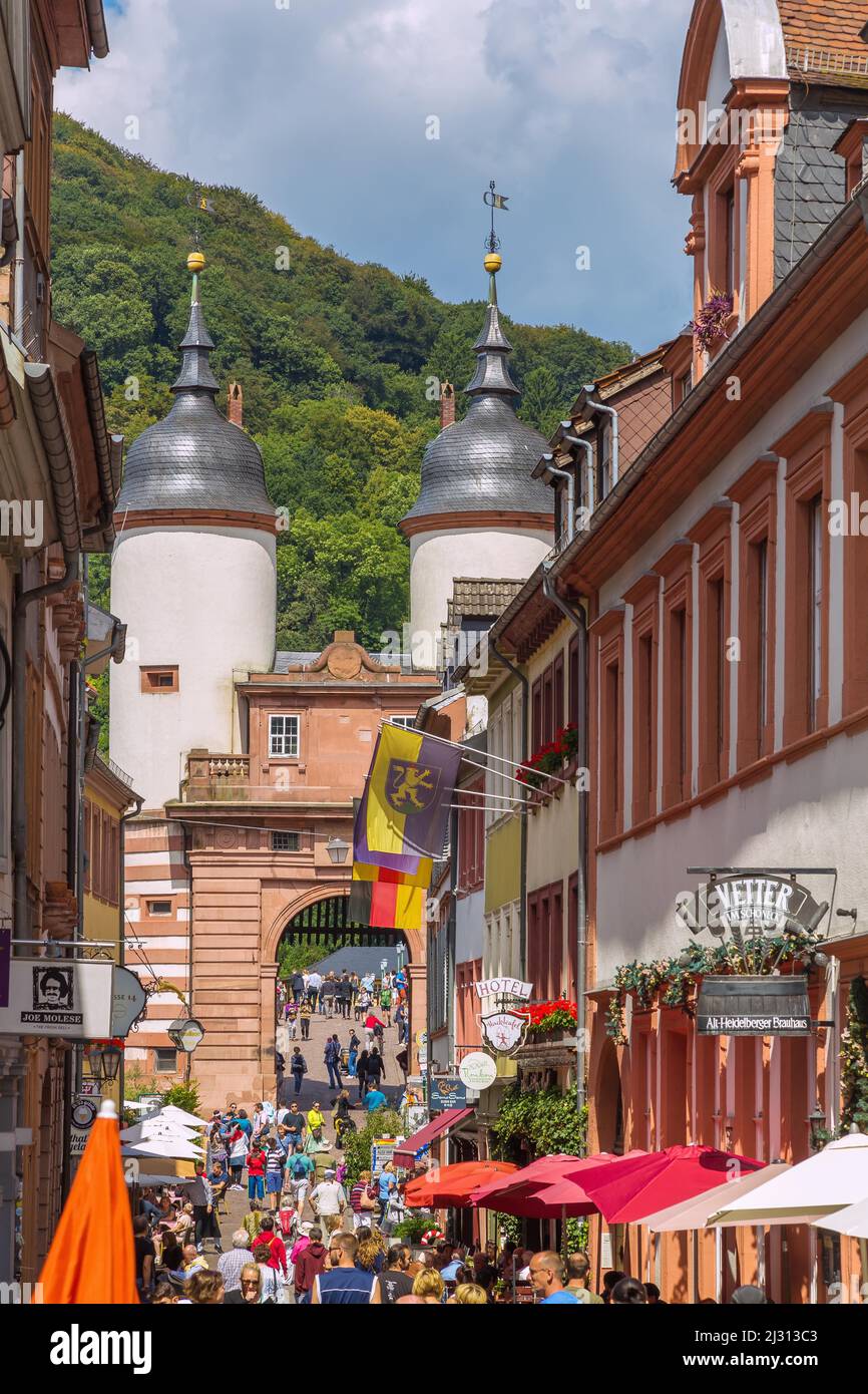 Heidelberg; Bridge Gate of the Old Bridge Stock Photo