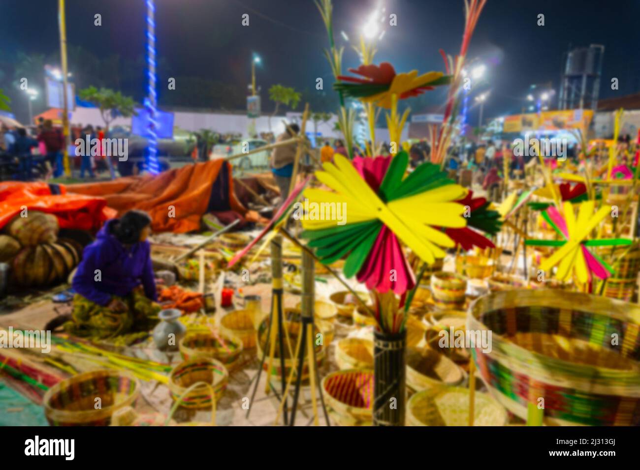 Blurred image of Kolkata, West Bengal, India. Cane made artificial