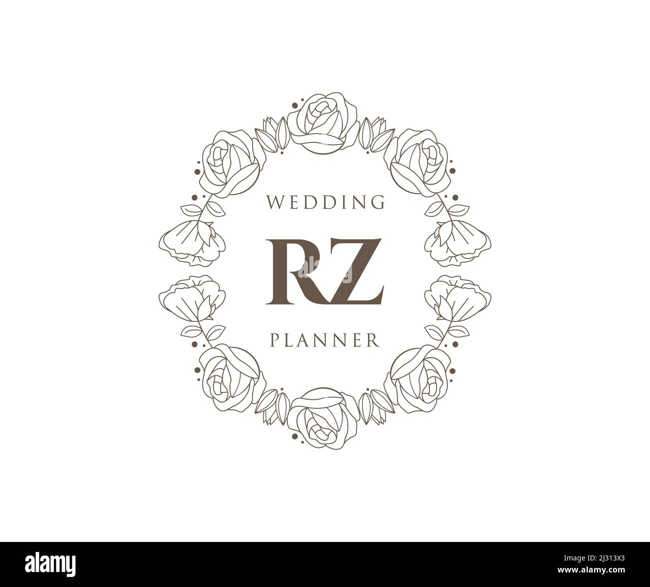 RZ Initials letter Wedding monogram logos collection, hand drawn modern ...