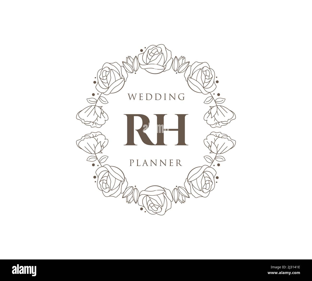 RH Initials letter Wedding monogram logos collection, hand drawn modern ...