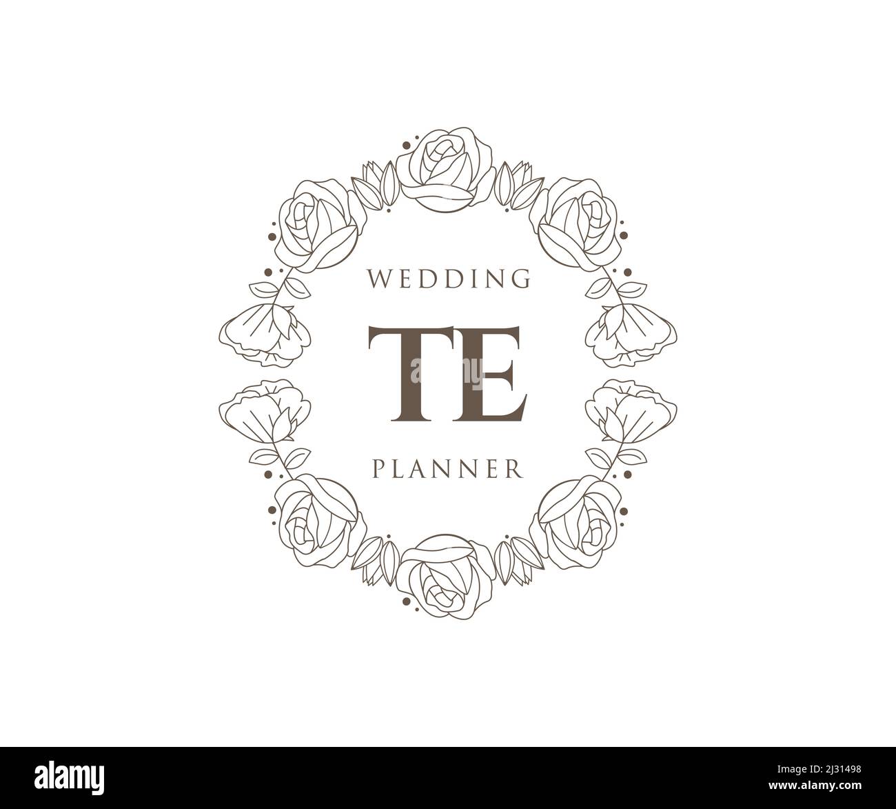 TE Initials letter Wedding monogram logos collection, hand drawn modern ...