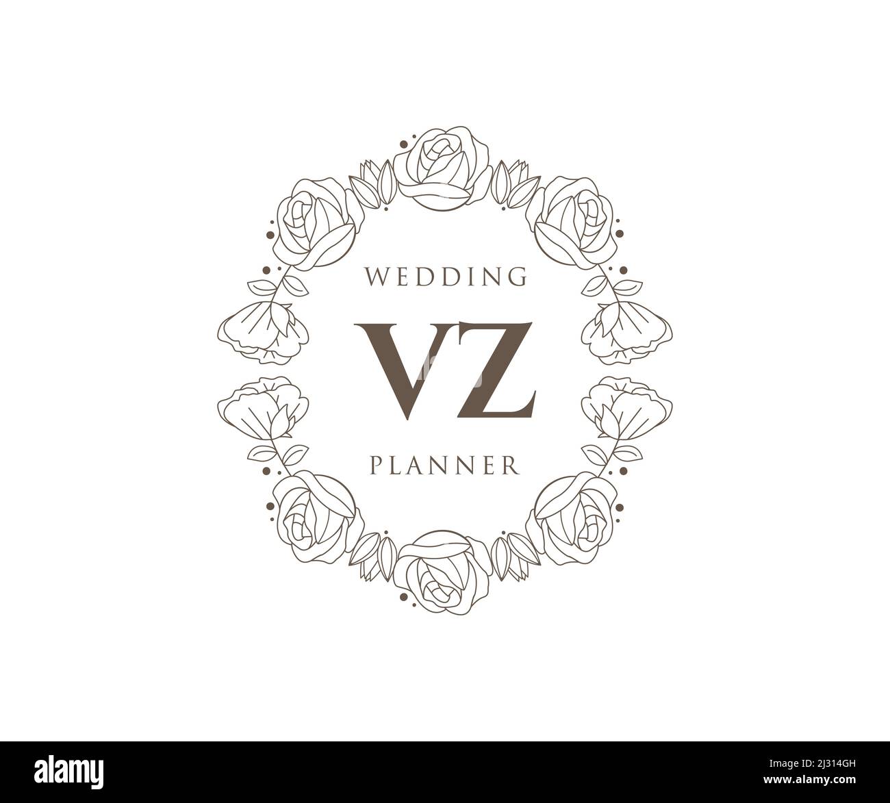 VZ Initials letter Wedding monogram logos collection, hand drawn modern ...