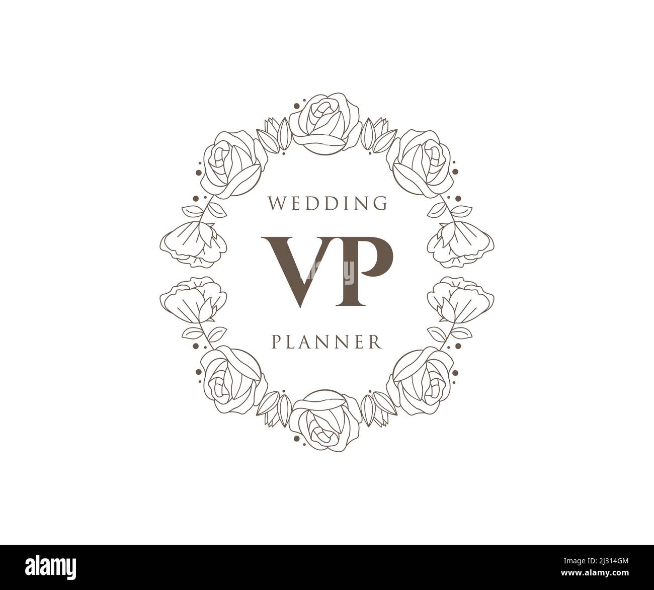 VP Initials letter Wedding monogram logos collection, hand drawn modern ...