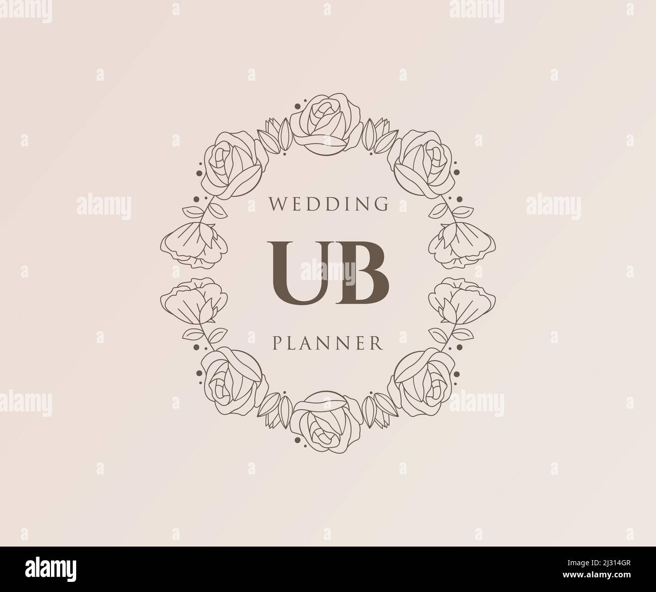 UB Initials letter Wedding monogram logos collection, hand drawn modern ...