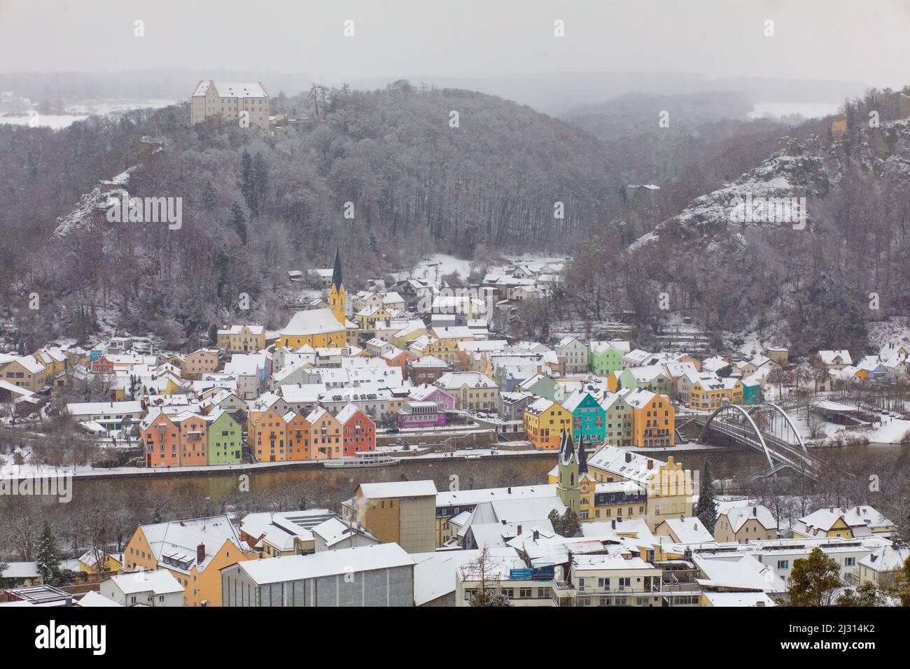 Winter mood at the Altmühltal, Riedenburg, Kelheim, Lower Bavaria, Bavaria, Germany, Europe Stock Photo