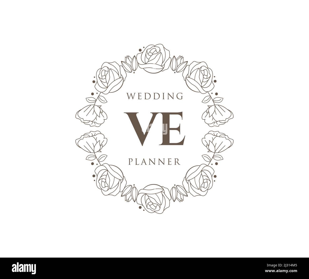 VE Initials letter Wedding monogram logos collection, hand drawn modern ...
