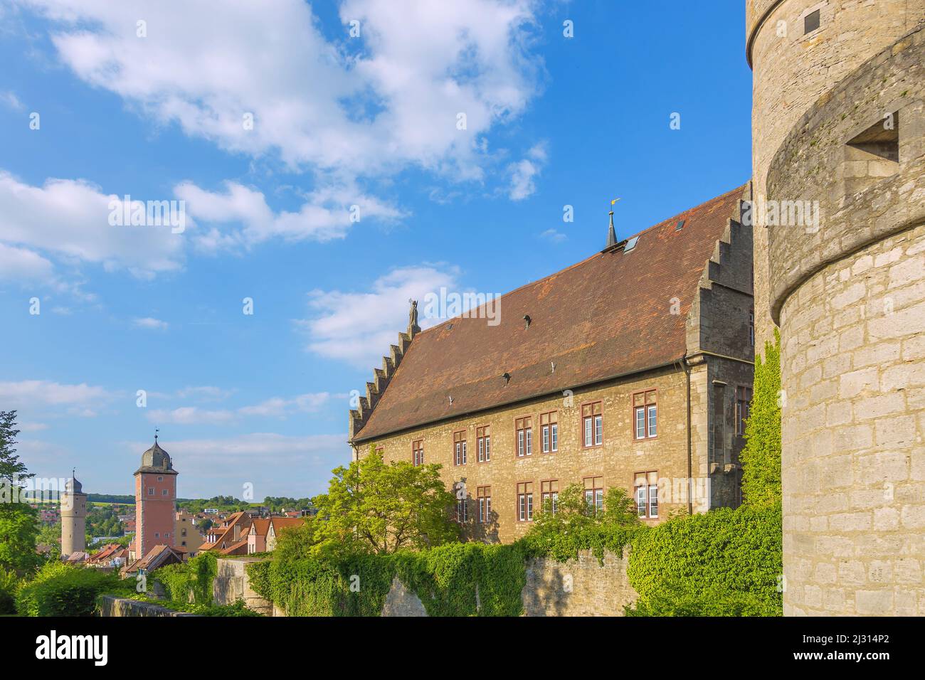 Ochsenfurt; palatine; City wall, Klingentorturm, Taubenturm Stock Photo