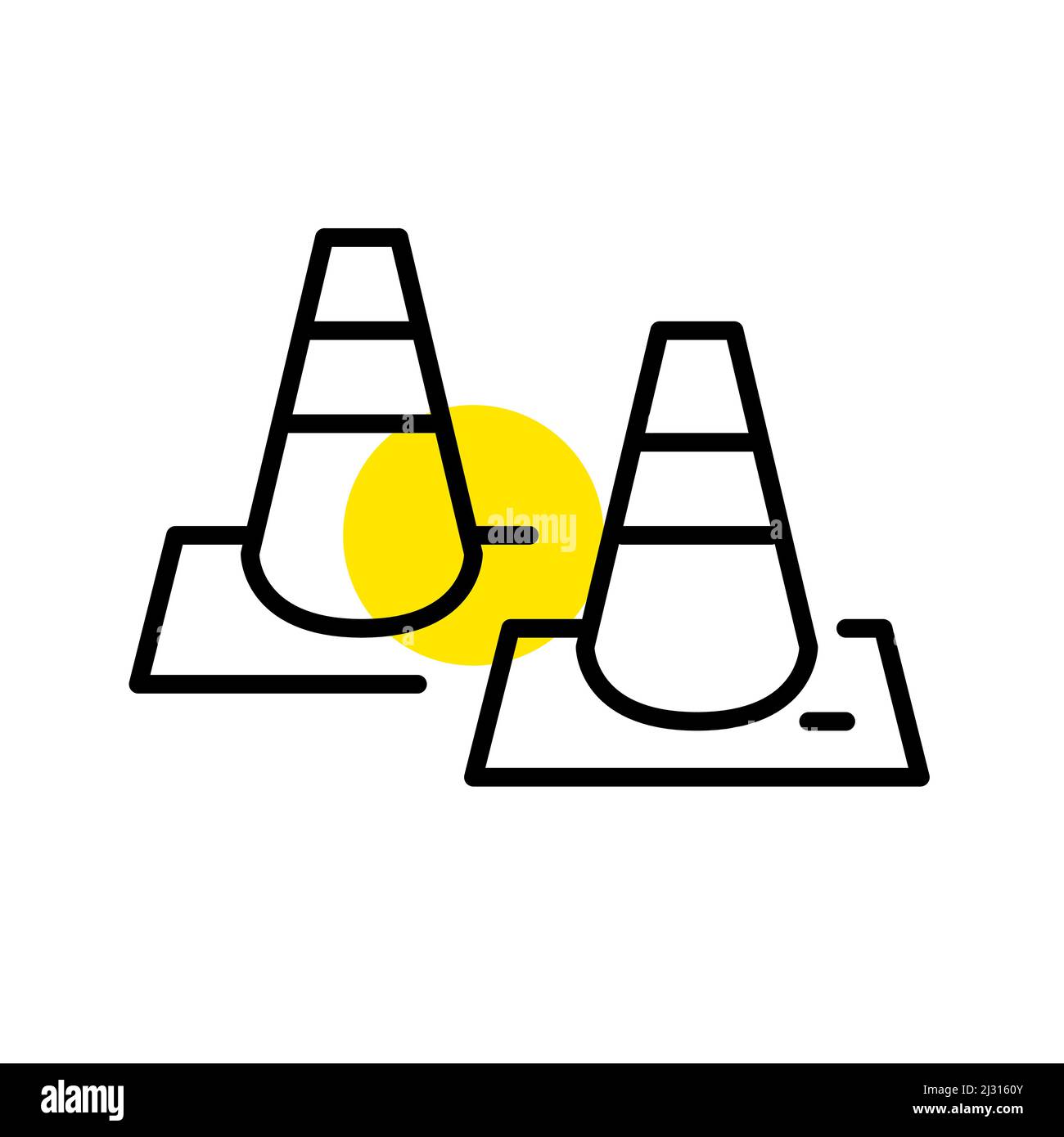 Traffic cones. Road construction works. Pixel perfect, editable stroke