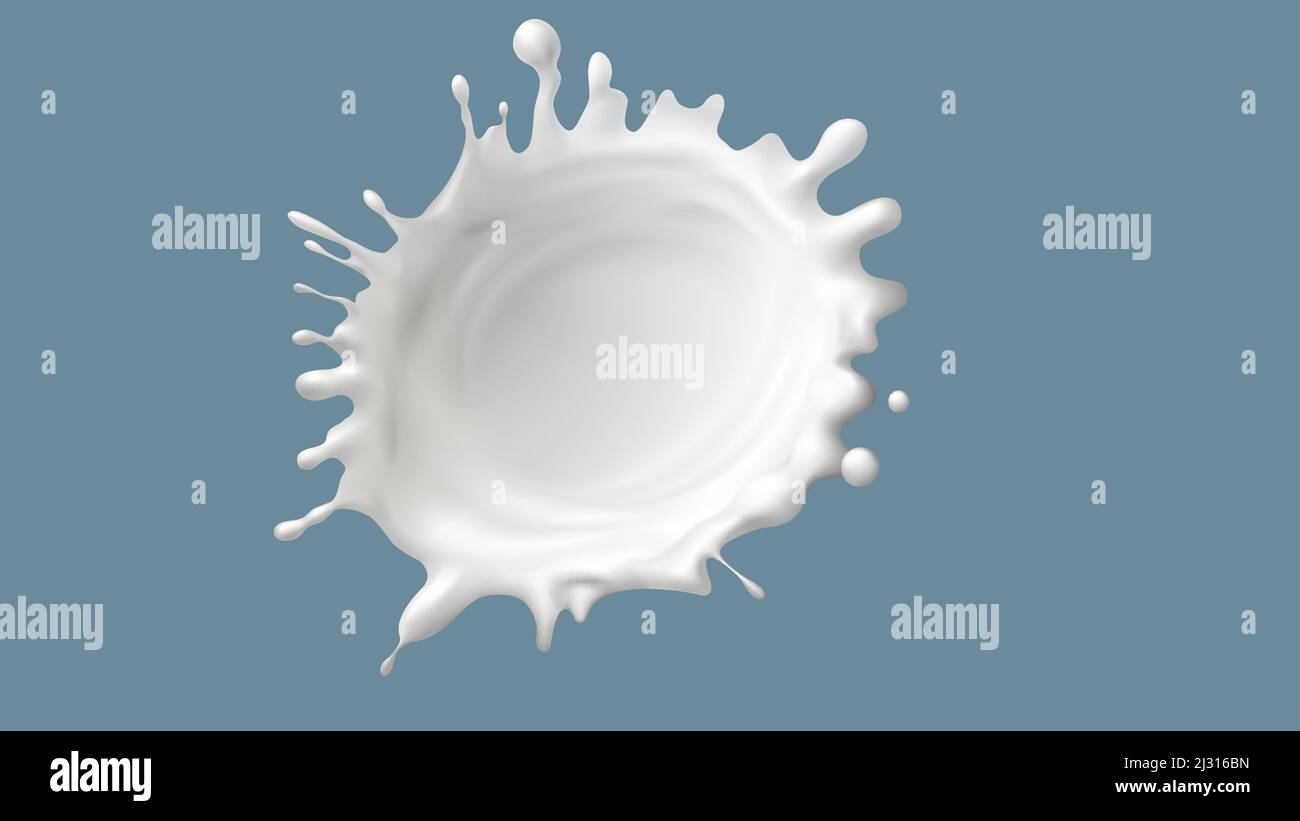 Milk splash or round swirl realistic vector illustration. Natural dairy ...