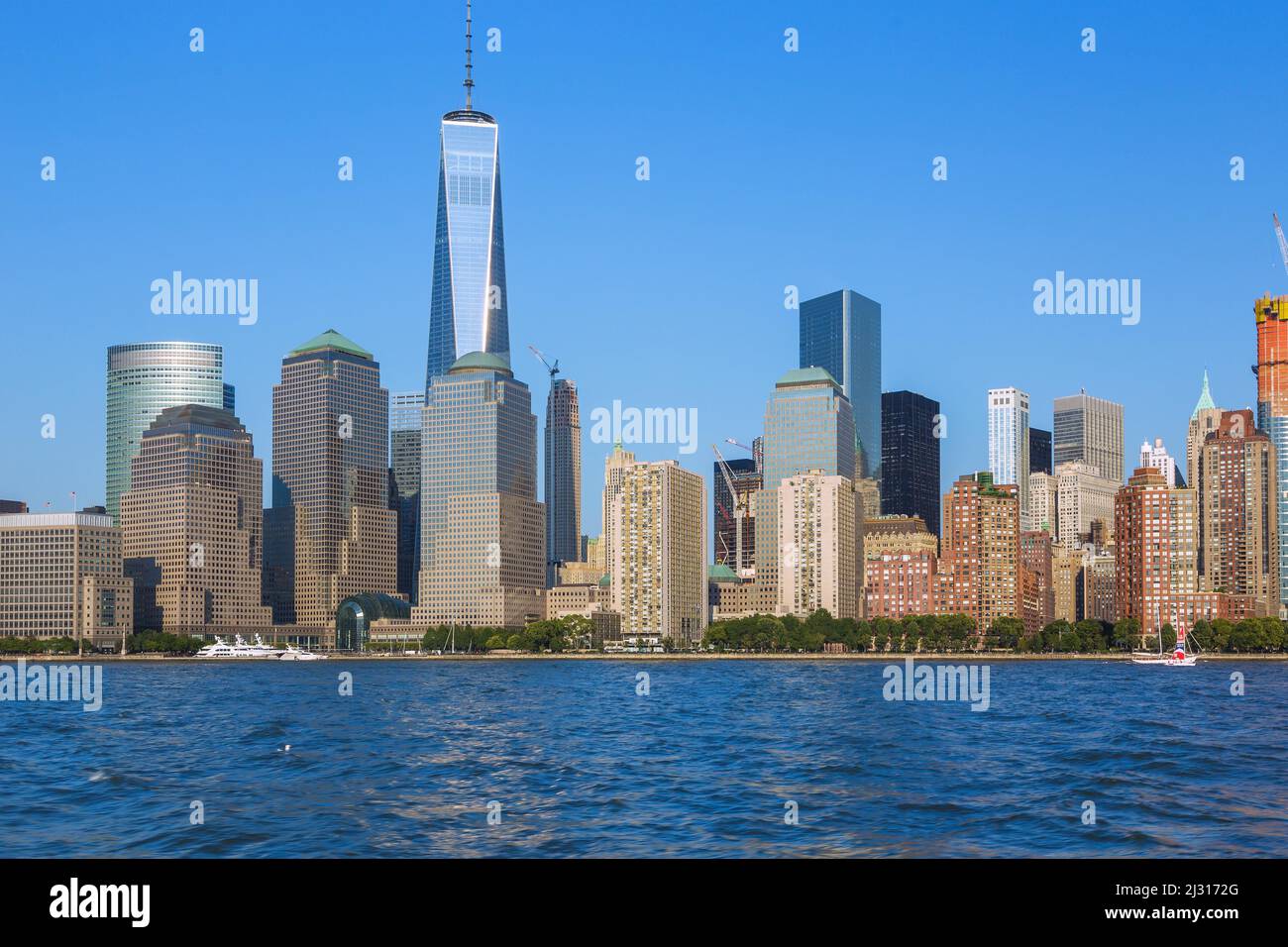 New York City, Manhattan, Battery Park City with One WTC Stock Photo