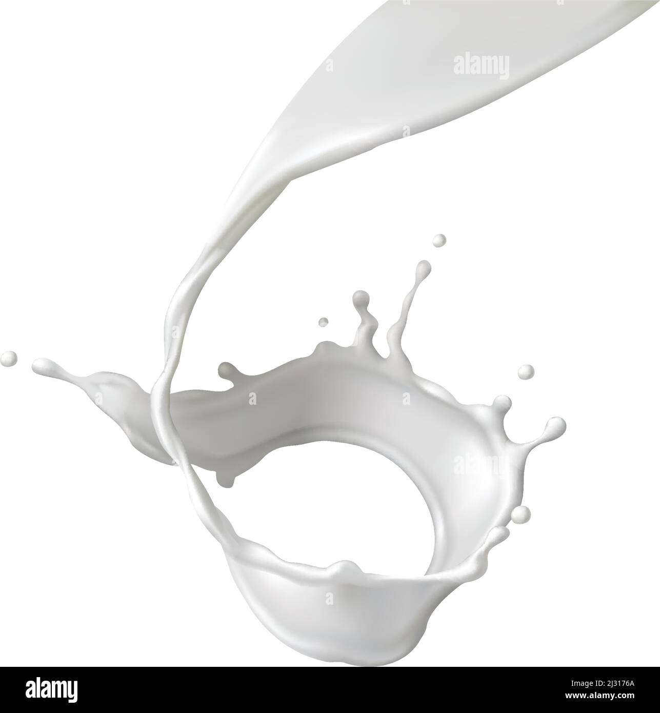Milk splash or round swirl realistic vector illustration. Natural dairy ...
