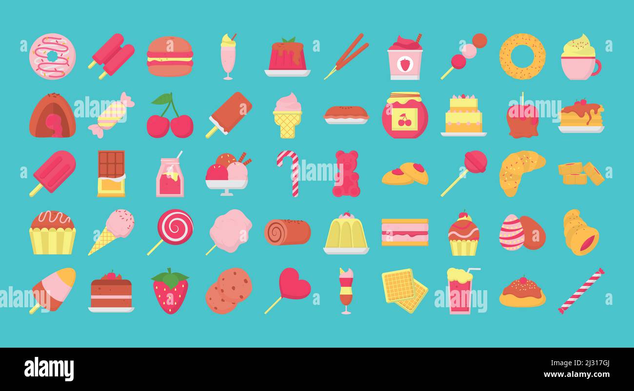 candies and desserts set Stock Vector Image & Art - Alamy