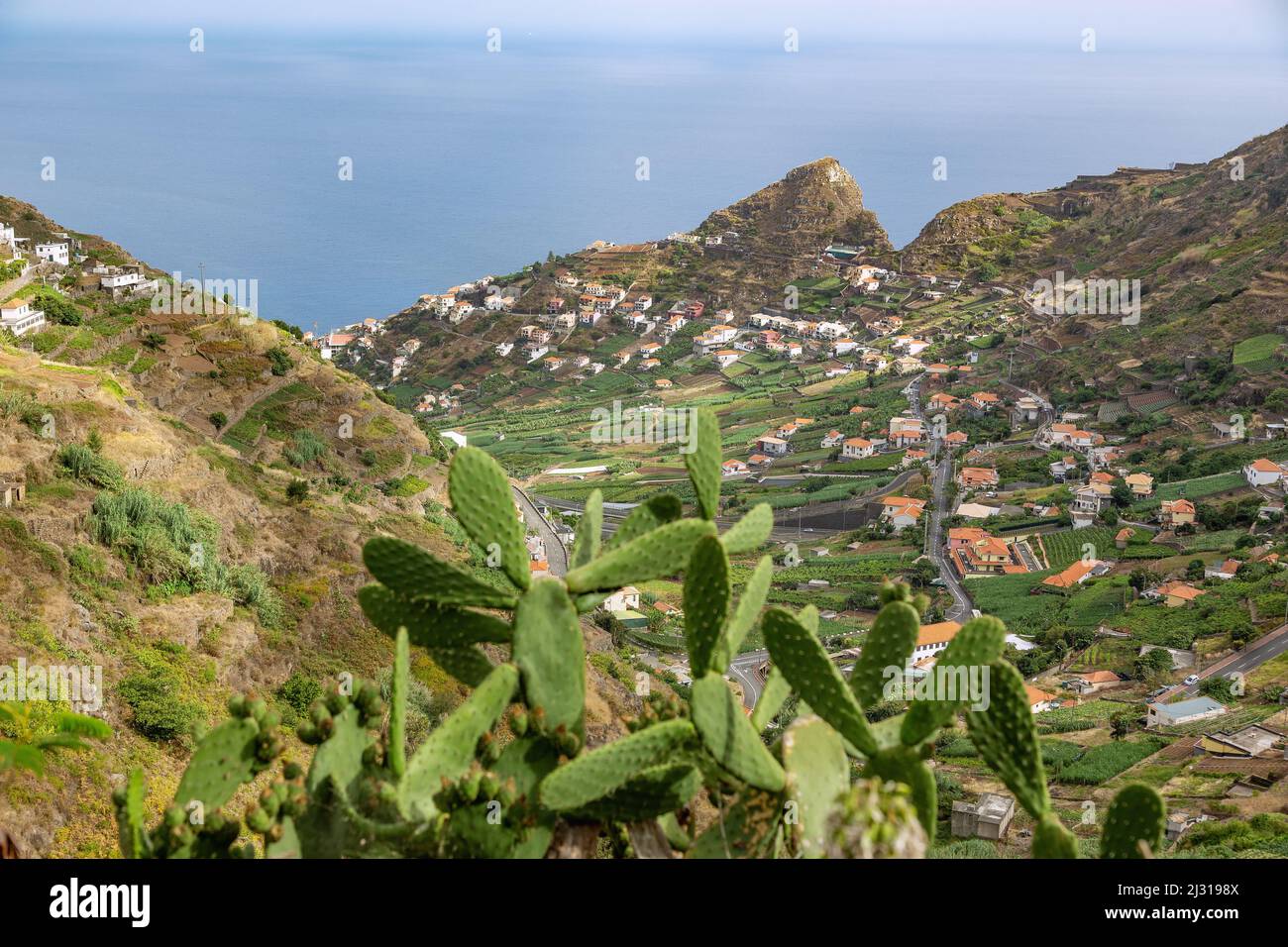 Levada do Norte; South coast view, Camara do Lobos Stock Photo
