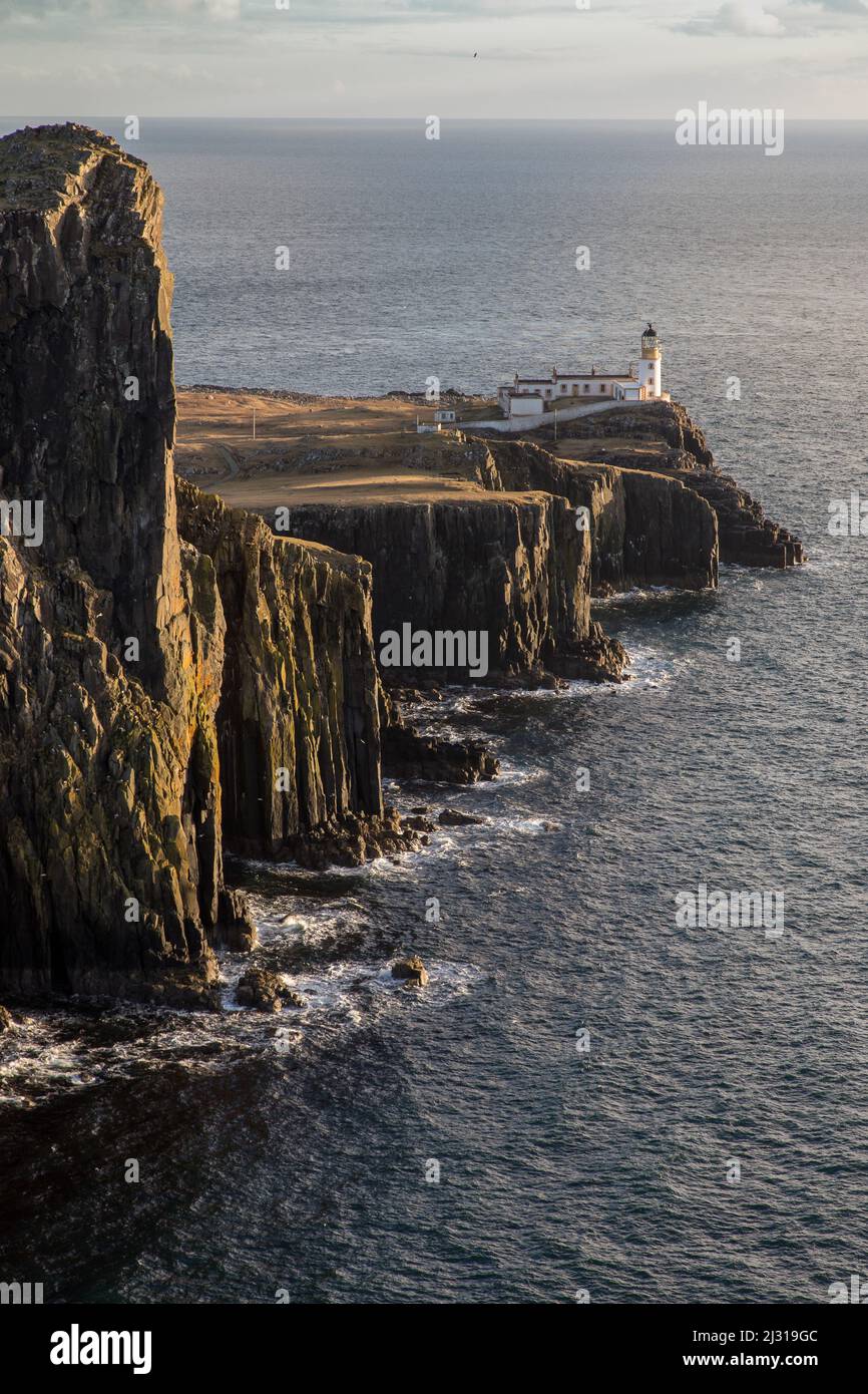 Neist Point, cliffs and lighthouse, headland, Isle of Skye, Scotland UK ...