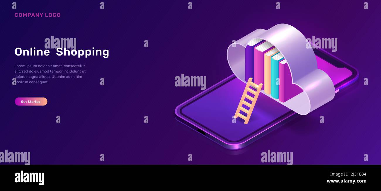 Online library or education isometric concept vector illustration ...