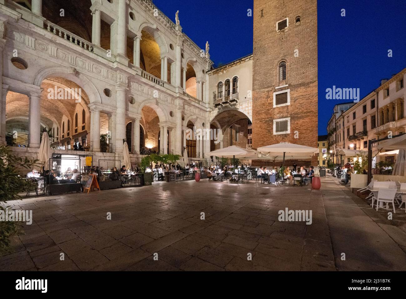 Blcik over the Piazza delle Erbe next to the Palladiana Basilica in Vicenza, Veneto; Italy. Stock Photo
