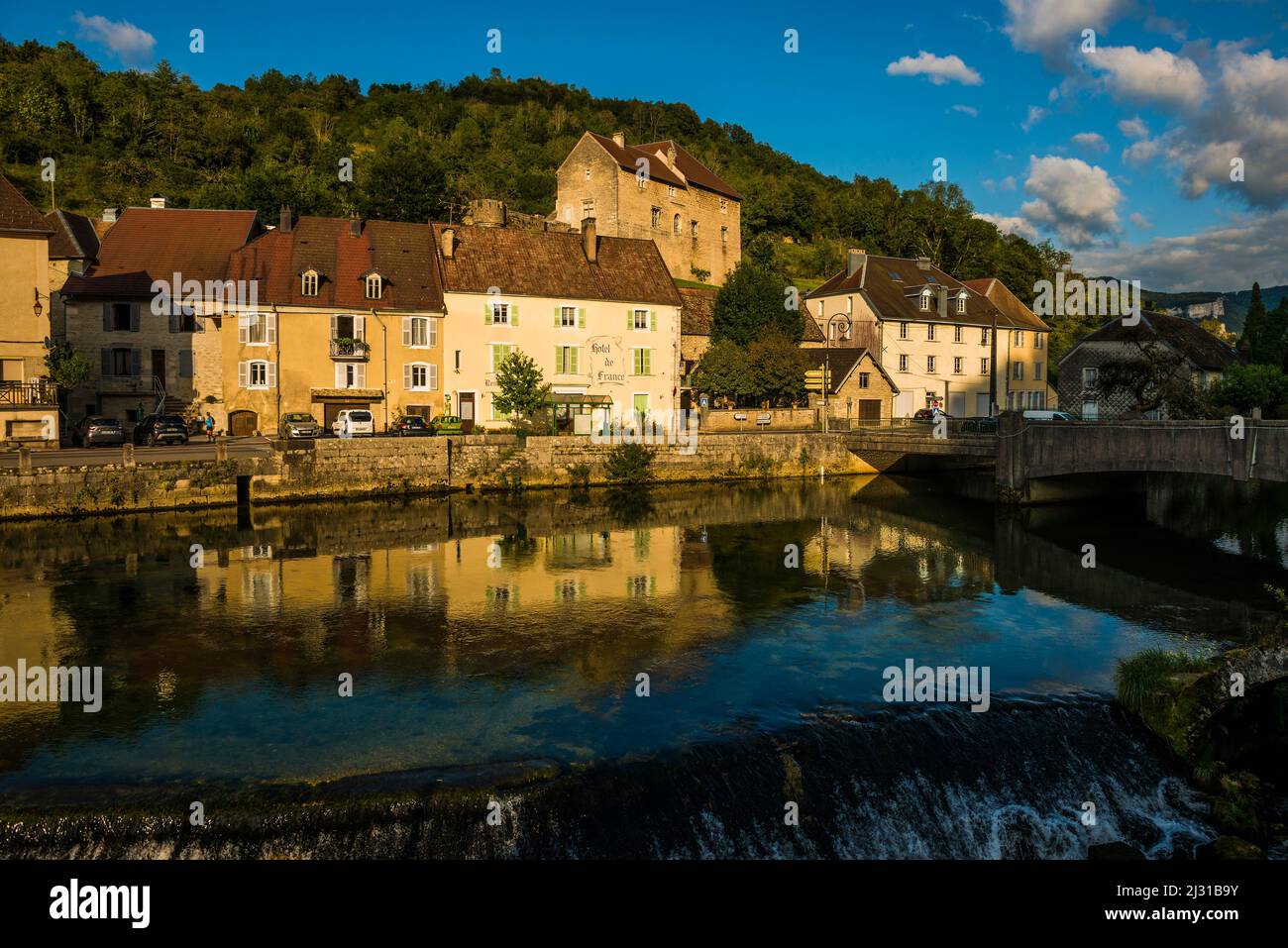 Lods, on the Loue, Doubs department, Bourgogne-Franche-Comté, Jura, France Stock Photo