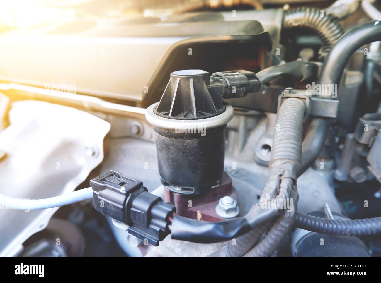 Close up of The old Exhaust gas recirculation (EGR) in the car engine