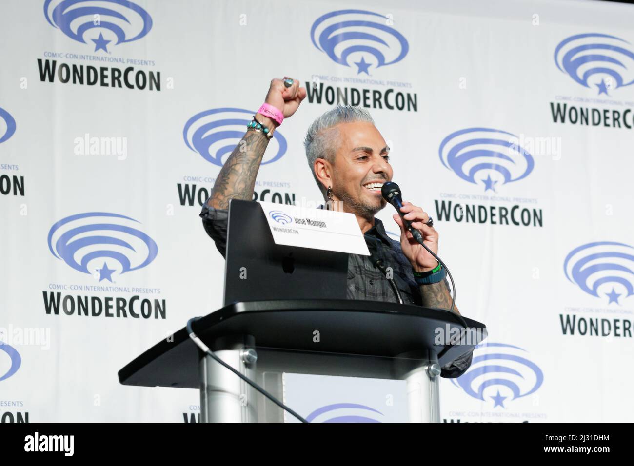 April 2, 2022: Jose Mangin hosting Cheech and Chong  at Wondercon  on Saturday  April 2, 2022 in Anaheim, California (Credit Image: © Marissa Carter/ZUMA Press Wire) Stock Photo