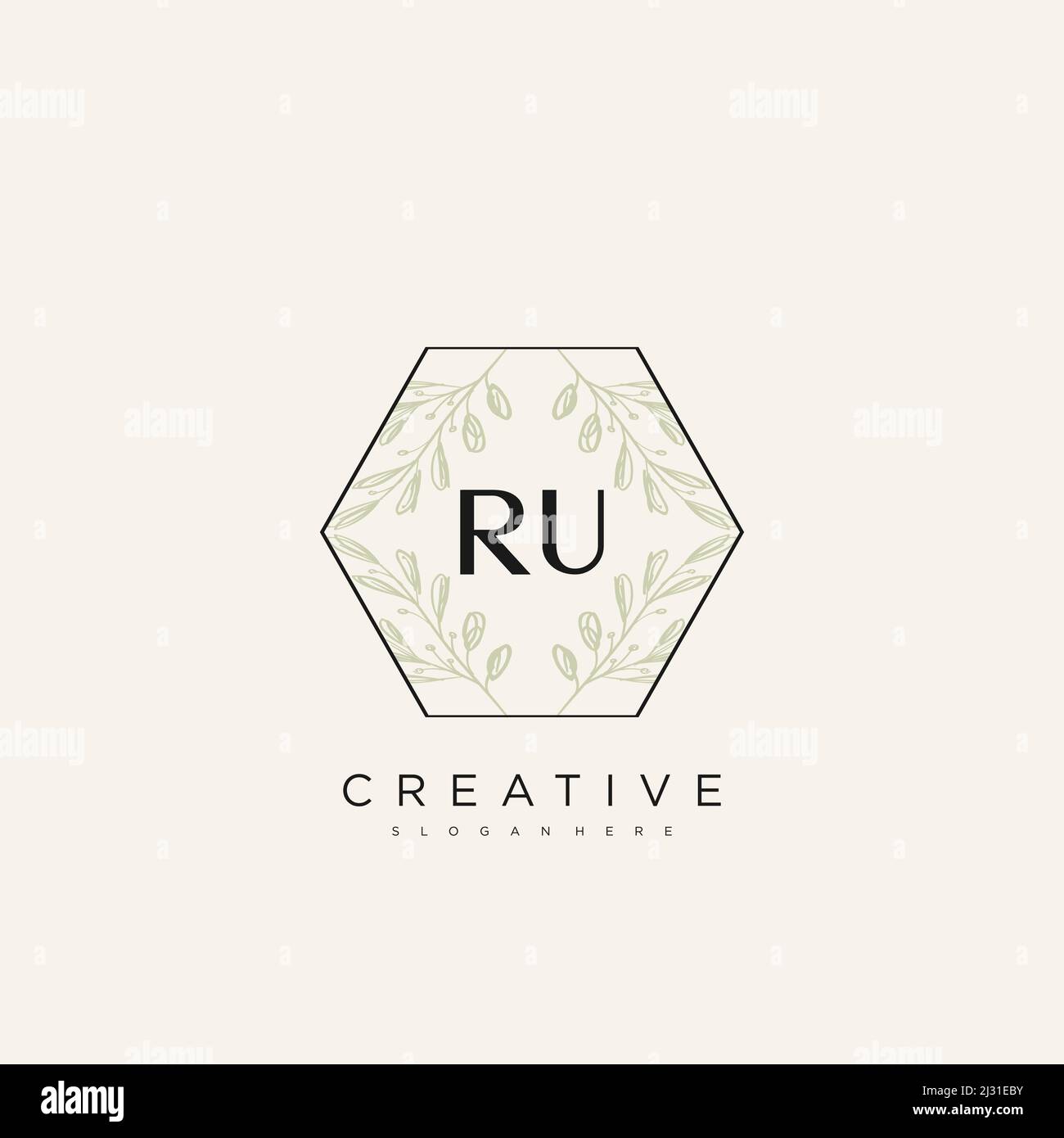RU Initial Letter Flower Logo Template Vector premium vector Stock Vector