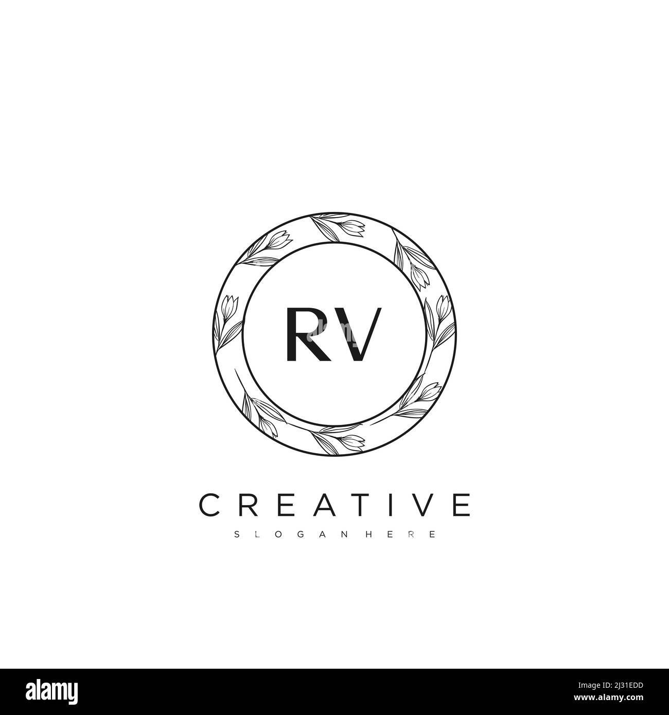 RV Initial Letter Flower Logo Template Vector premium vector Stock Vector