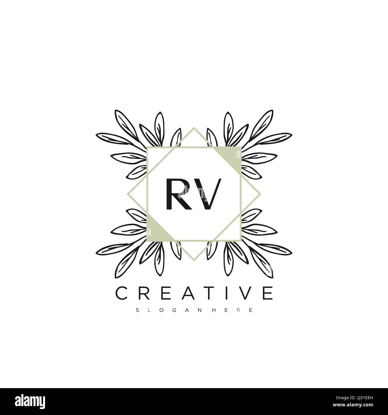RV Initial Letter Flower Logo Template Vector premium vector Stock Vector