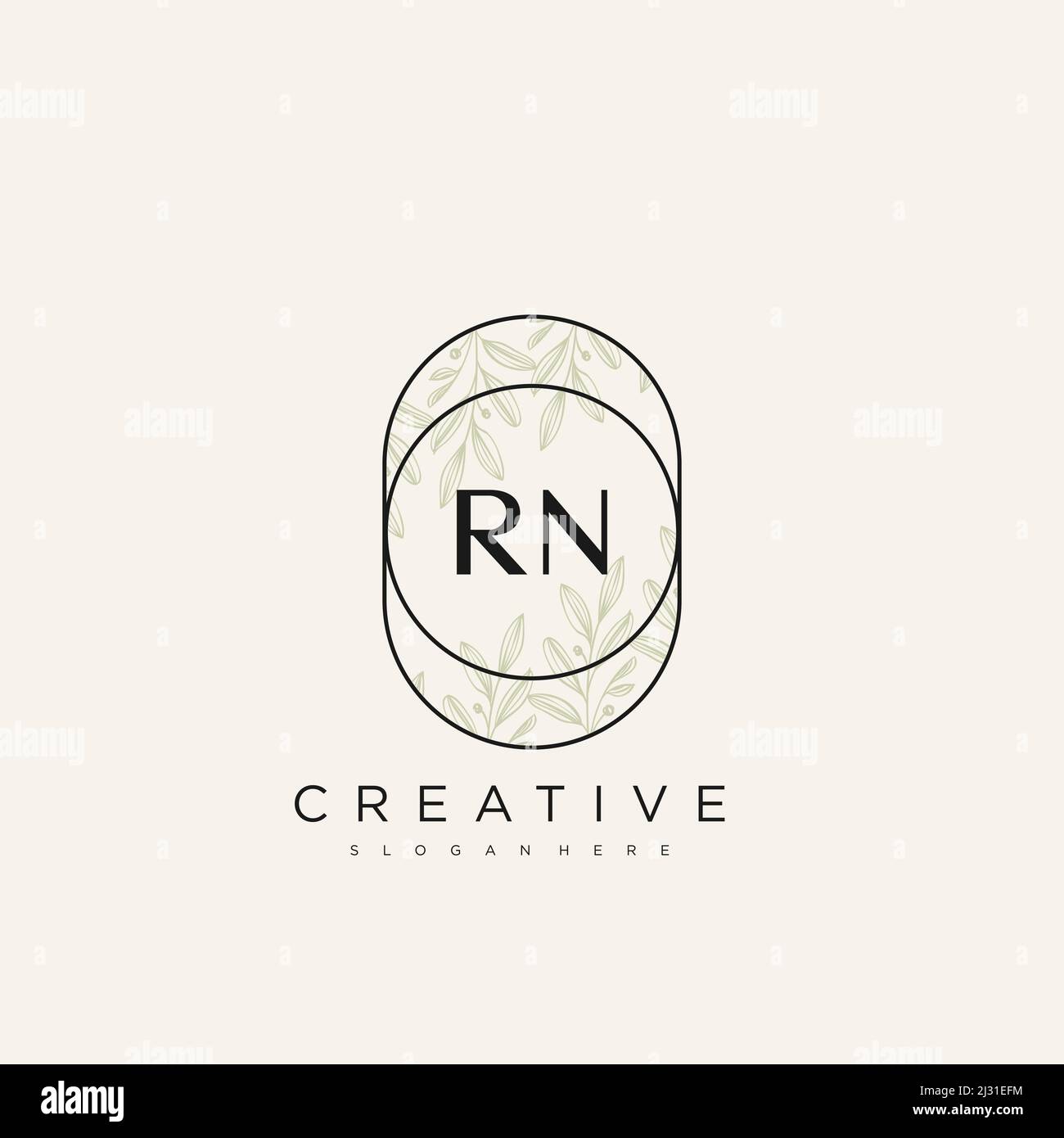 RN Initial Letter Flower Logo Template Vector premium vector Stock Vector