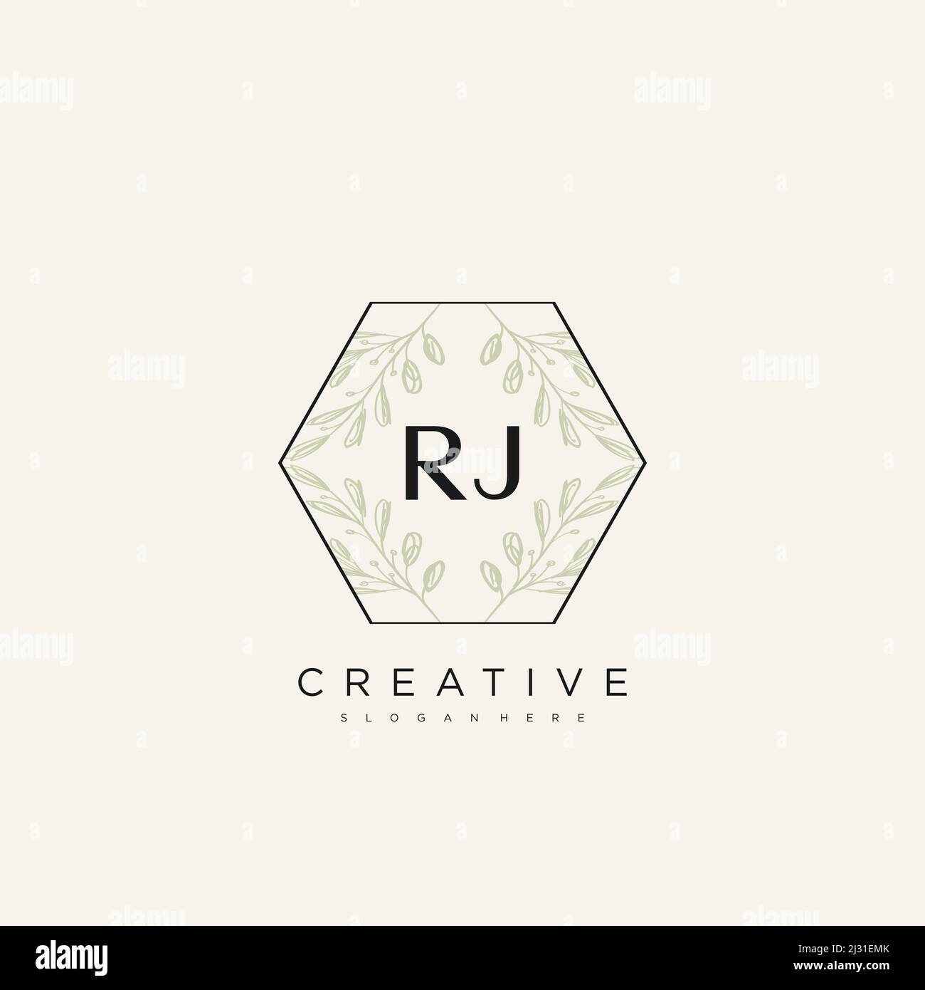 RJ Initial Letter Flower Logo Template Vector premium vector Stock Vector