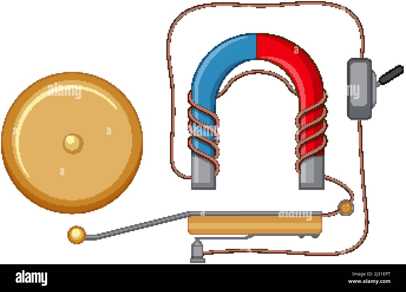 Electric bell experiment with illustration Stock Vector Image