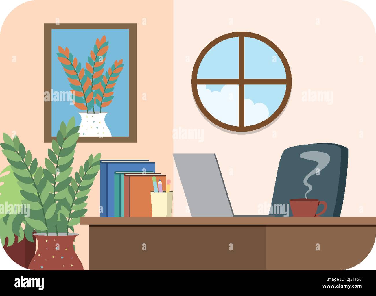 Workroom interior in flat design concept illustration Stock Vector ...