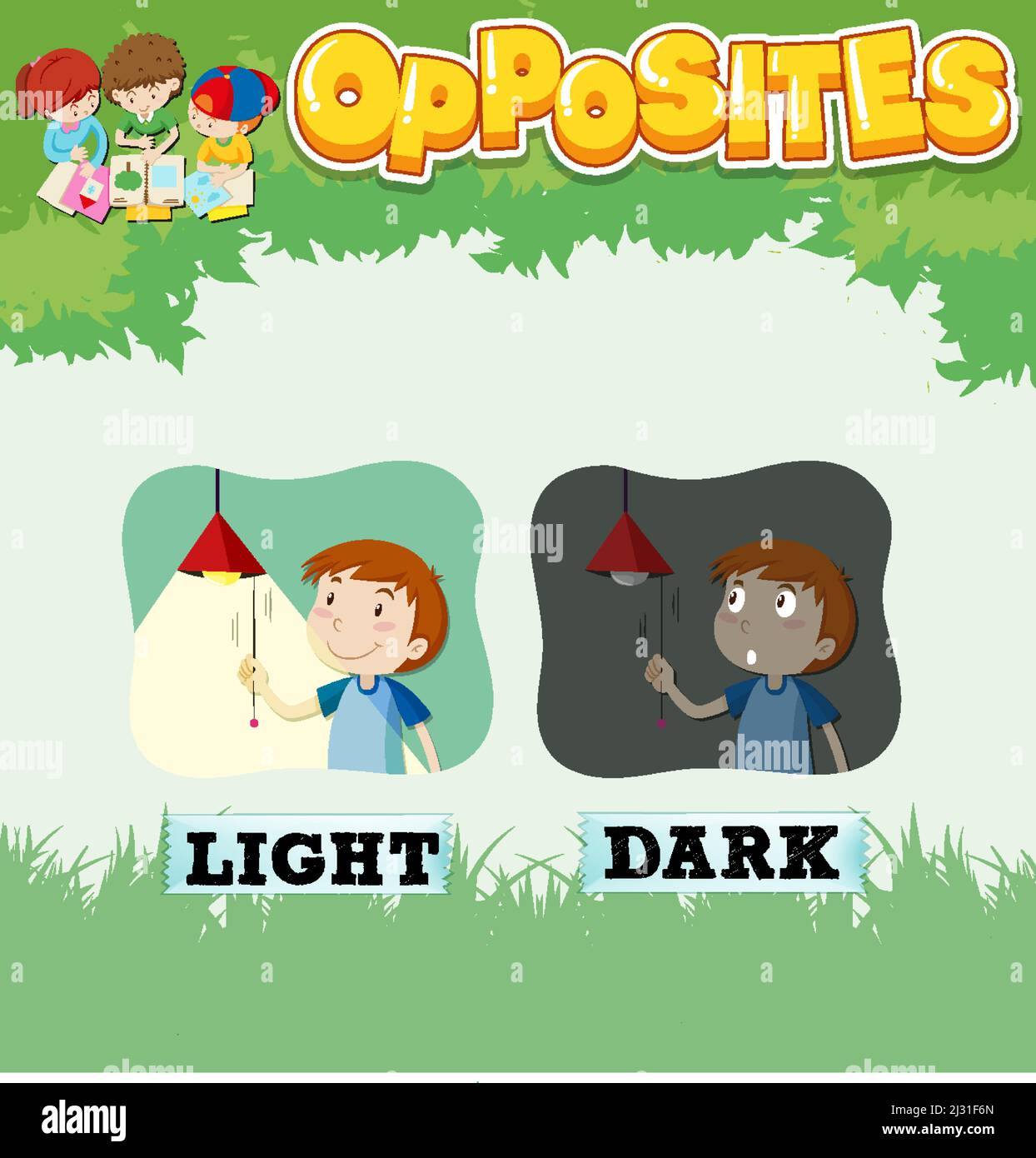 Opposite words for light and dark illustration Stock Vector Image & Art